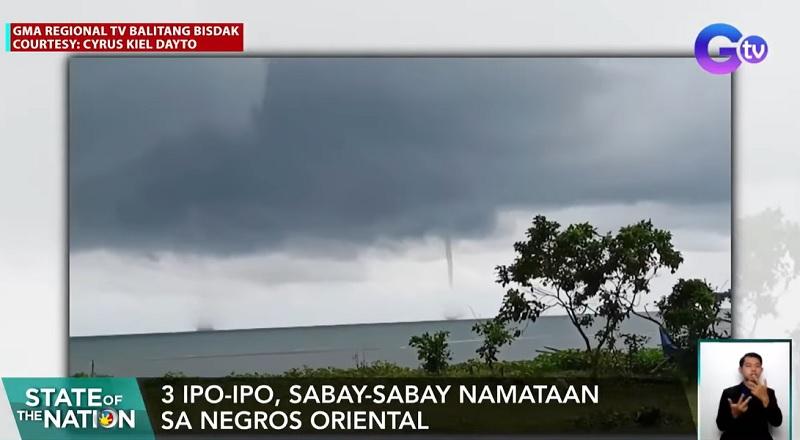 3 water spouts were sighted off Bayawan City, Negros Oriental thumbnail