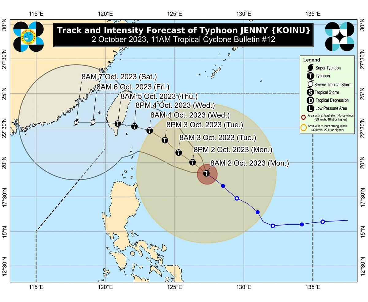 PAGASA: Signal No. 1 up over 5 areas as Jenny further intensified