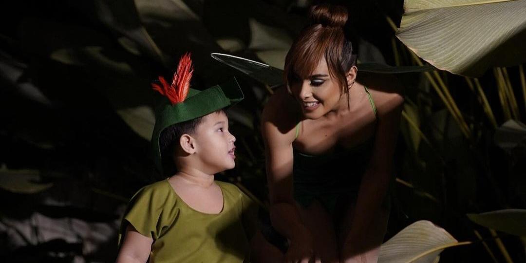 Max Collins and her son Skye are Tinker Bell and Peter Pan for Halloween