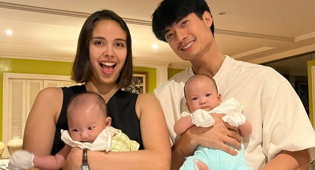 Mikael Daez and Megan Young with twin babies