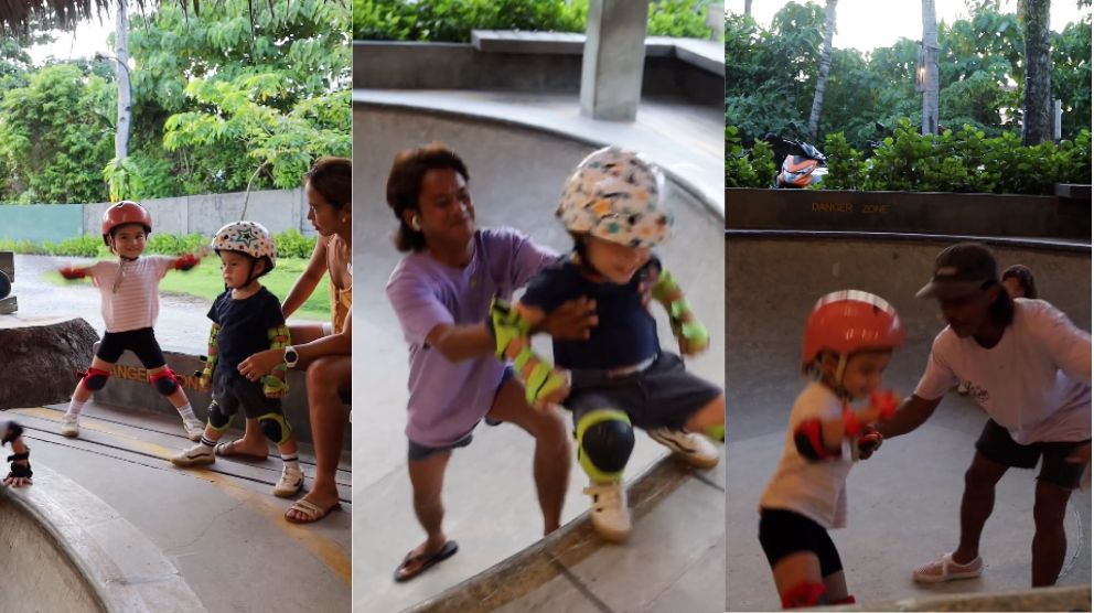 Andi Eigenmann's kids learn skateboarding at a young age