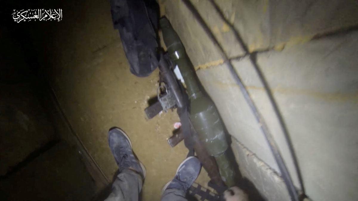 Hamas shows weapons in a tunnel in Gaza