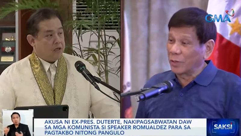 Ex-president Duterte links Romualdez with reds for 2028 polls; Speaker ...