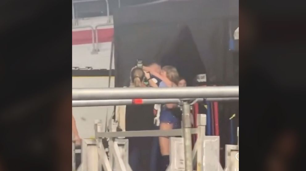 Taylor Swift and Travis Kelce share a kiss after Argentina concert