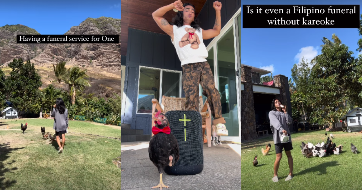 Bretman Rock with his pet chickens