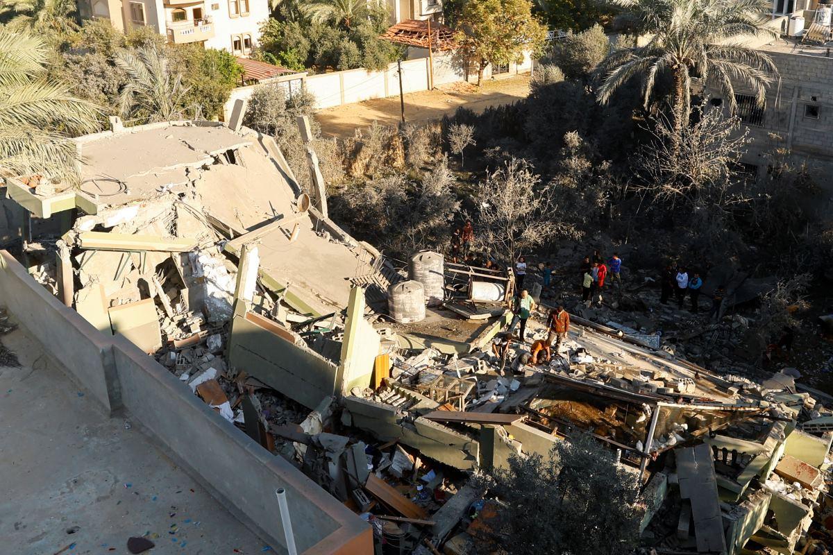 Aftermath of an Israeli strike in Khan Younis, southern Gaza