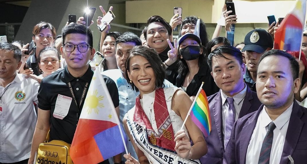 Michelle Dee during her airport salubong after Miss Universe 2023