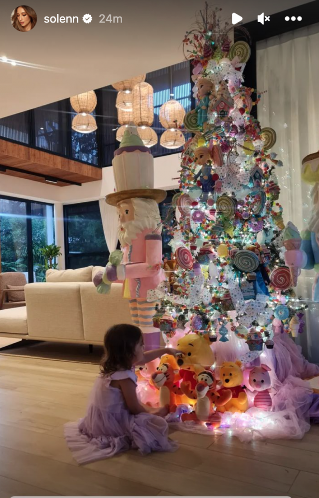 Solenn Heussaff's Christmas tree features stuff toys and candies