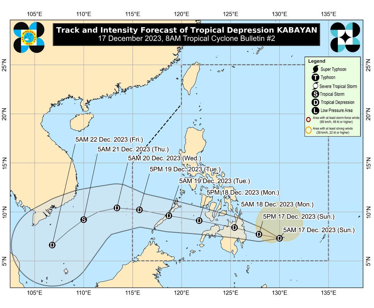 Signal No. 1 up over 16 areas as Kabayan moves near Mindanao landmass