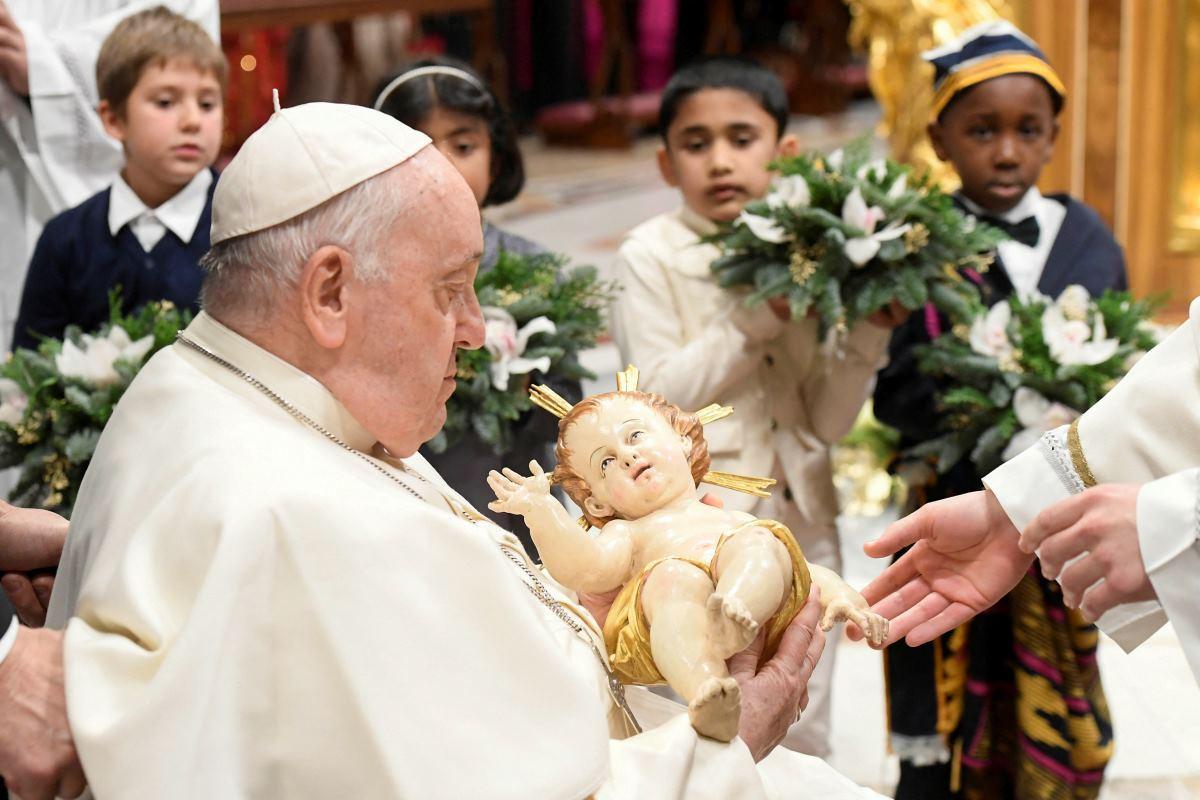 Pope Francis at Christmas Eve mass at the Vatican
