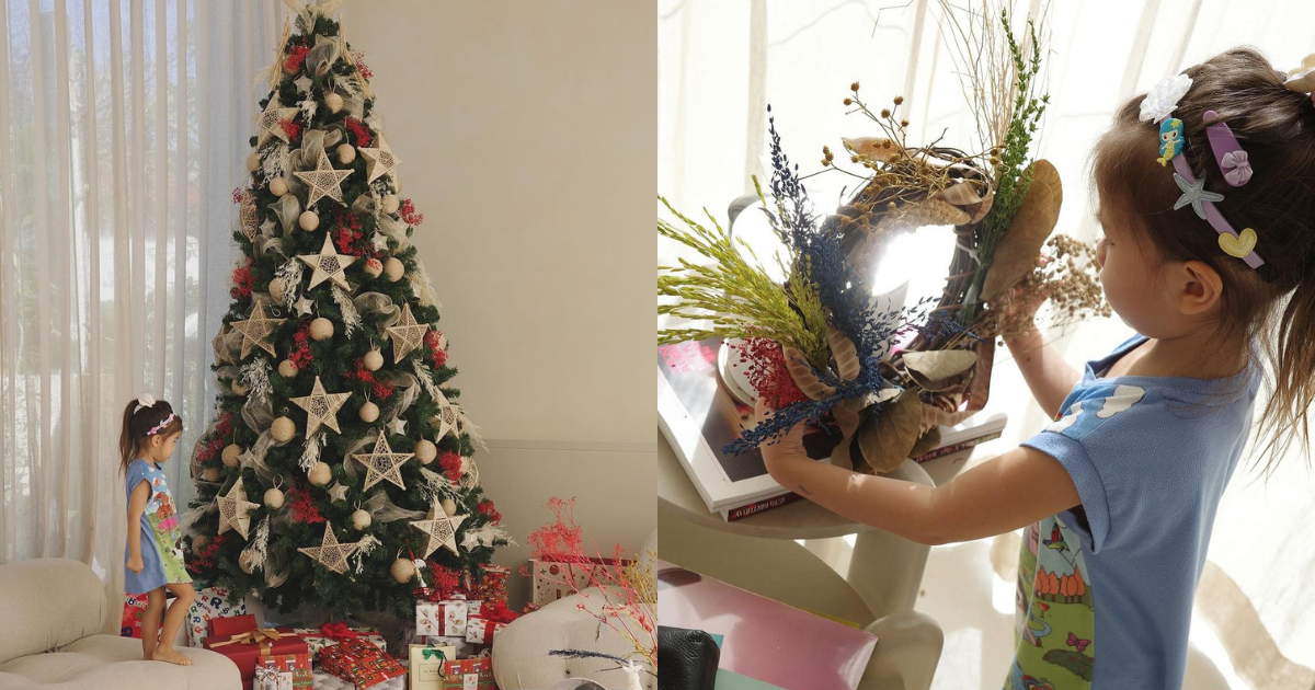 Anne Curtis is one proud mom as daughter Dahlia makes ikebana Christmas wreath