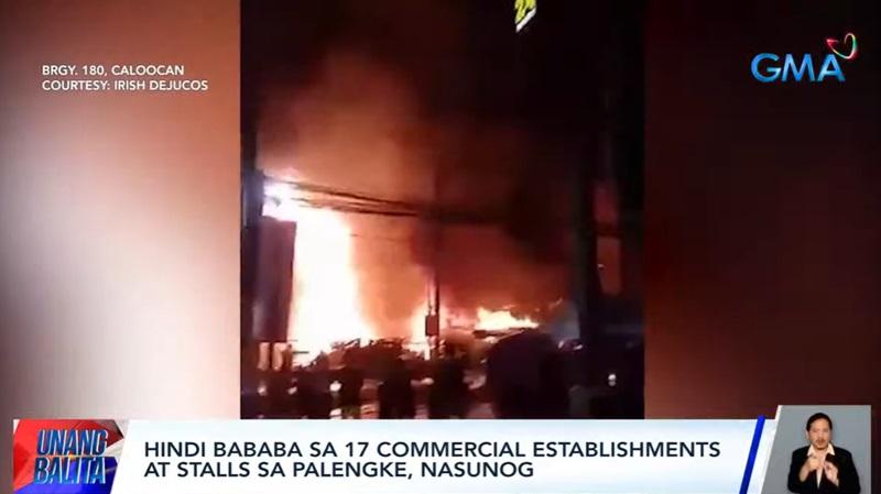Fire hits 17 commercial establishments, stalls in North Caloocan market