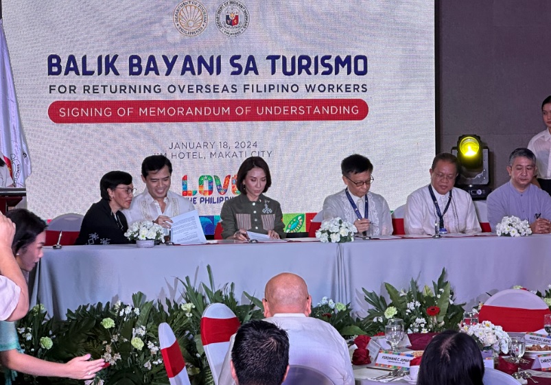 The Department of Migrant Workers and the Department of Tourism on Thursday launched the Balik Bayani sa Turismo program.