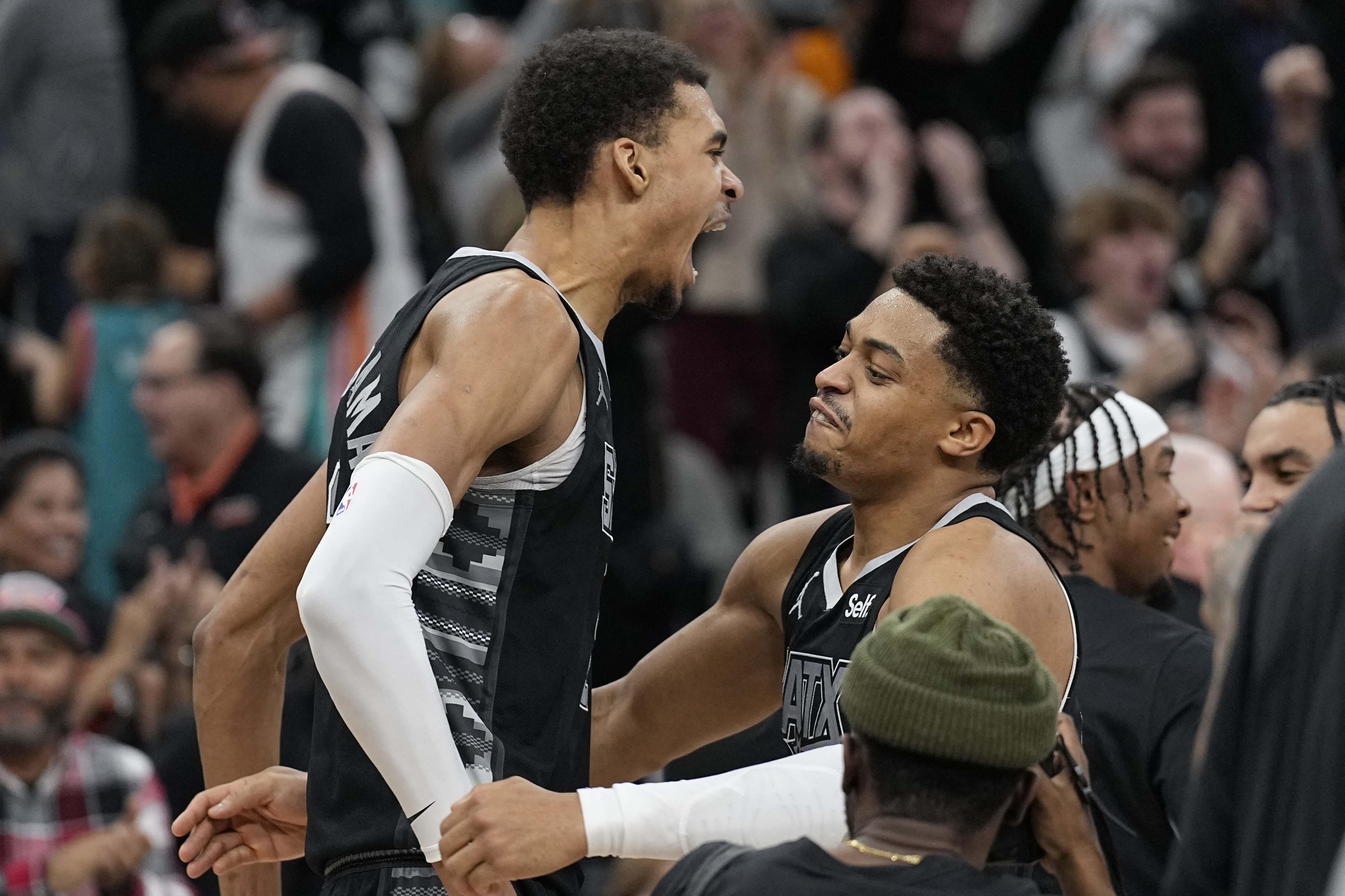 NBA Spurs Victor Wembanyama and Keldon Johnson