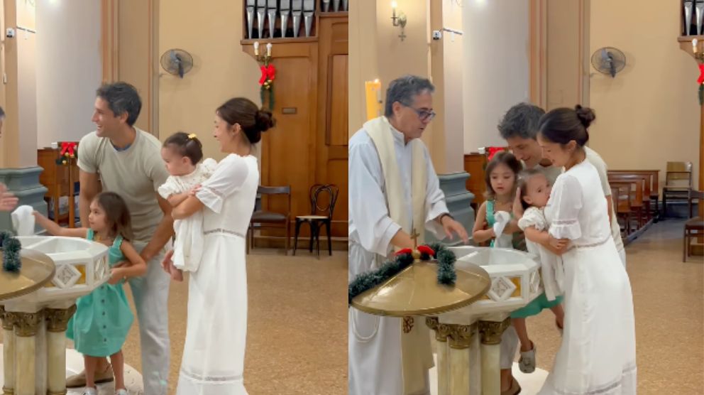 Solenn Heussaff and Nico Bolzico's daughter Maelys baptism