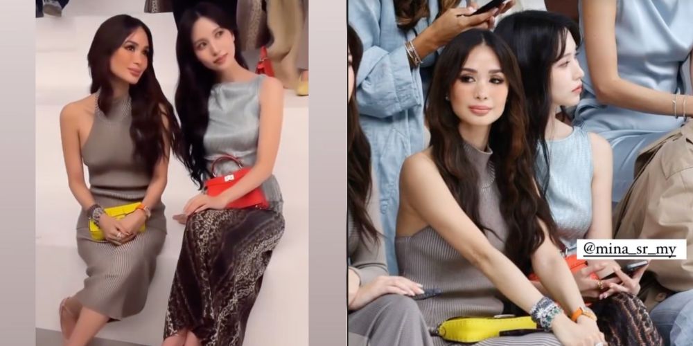 Heart Evangelista and Twice’s Mina are front row seatmates at a Paris fashion show