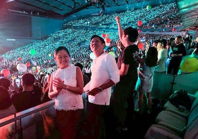 President Ferdinand Marcos Jr and First Lady Liza Araneta-Marcos watch Coldplay's concert