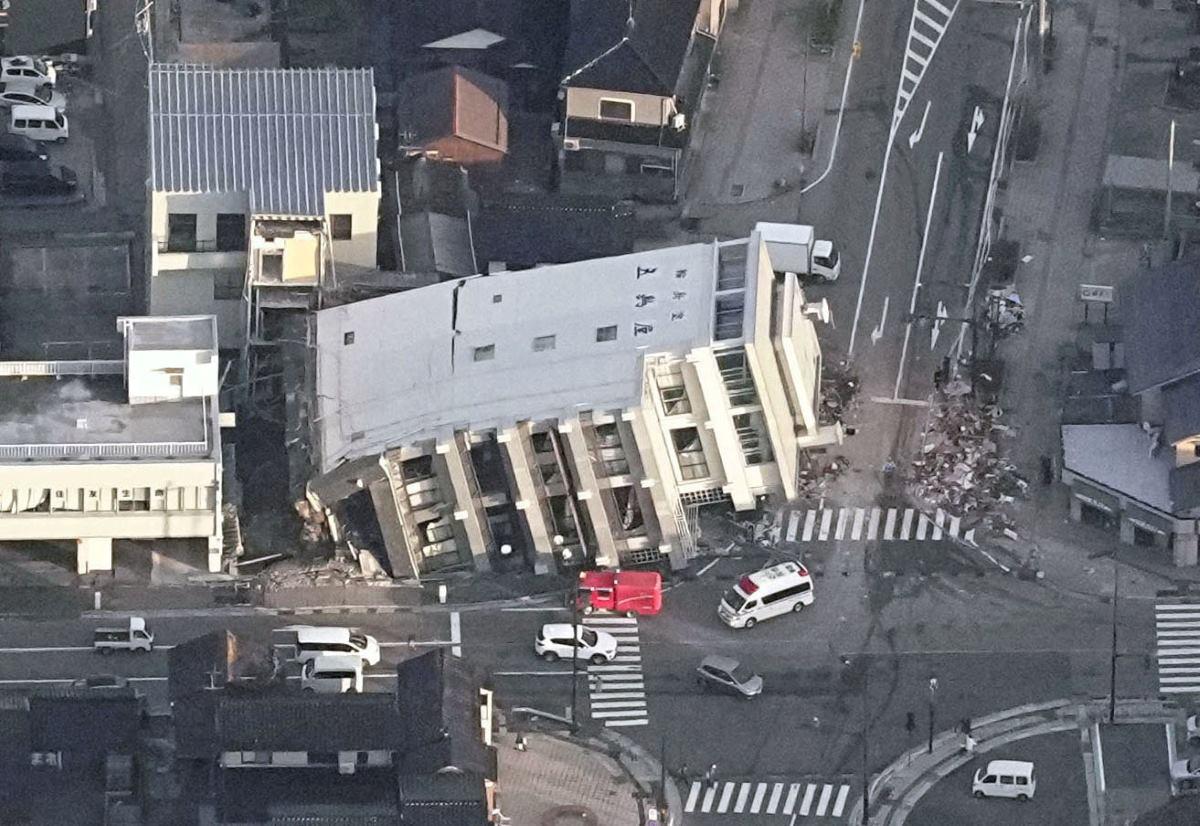 Aerial view shows damage in Wajima, Ishikawa prefecture after Japan quake