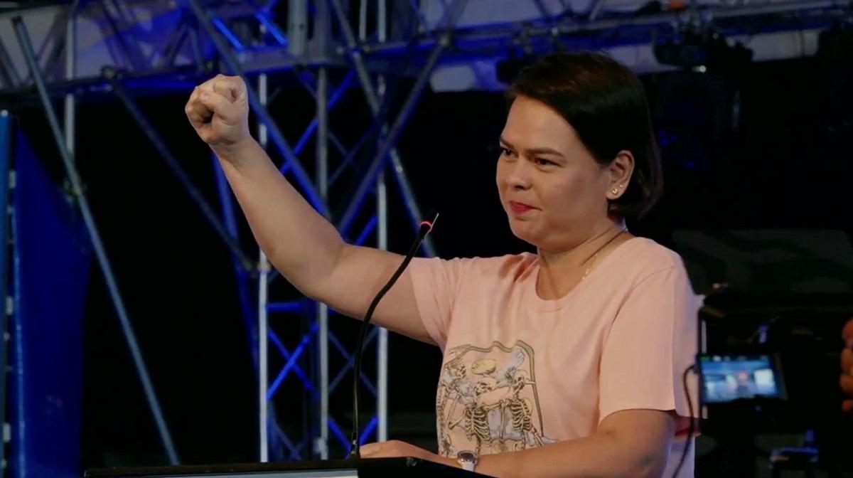 After attending the Bagong Pilipinas kickoff rally at the Quirino Grandstand in Manila, Vice President Sara Duterte speaks at a prayer rally in Davao 