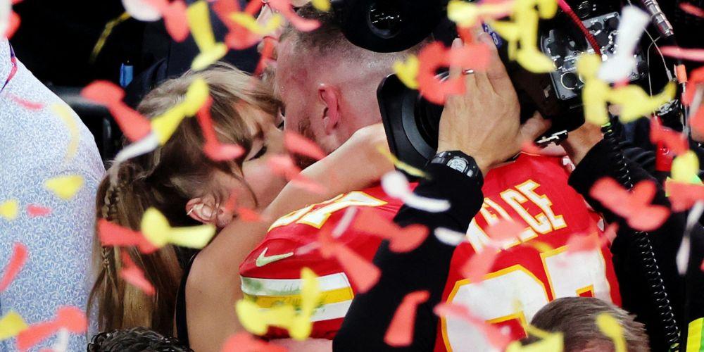 Taylor Swift, Travis Kelce share a kiss as Chiefs win 2nd Super Bowl title