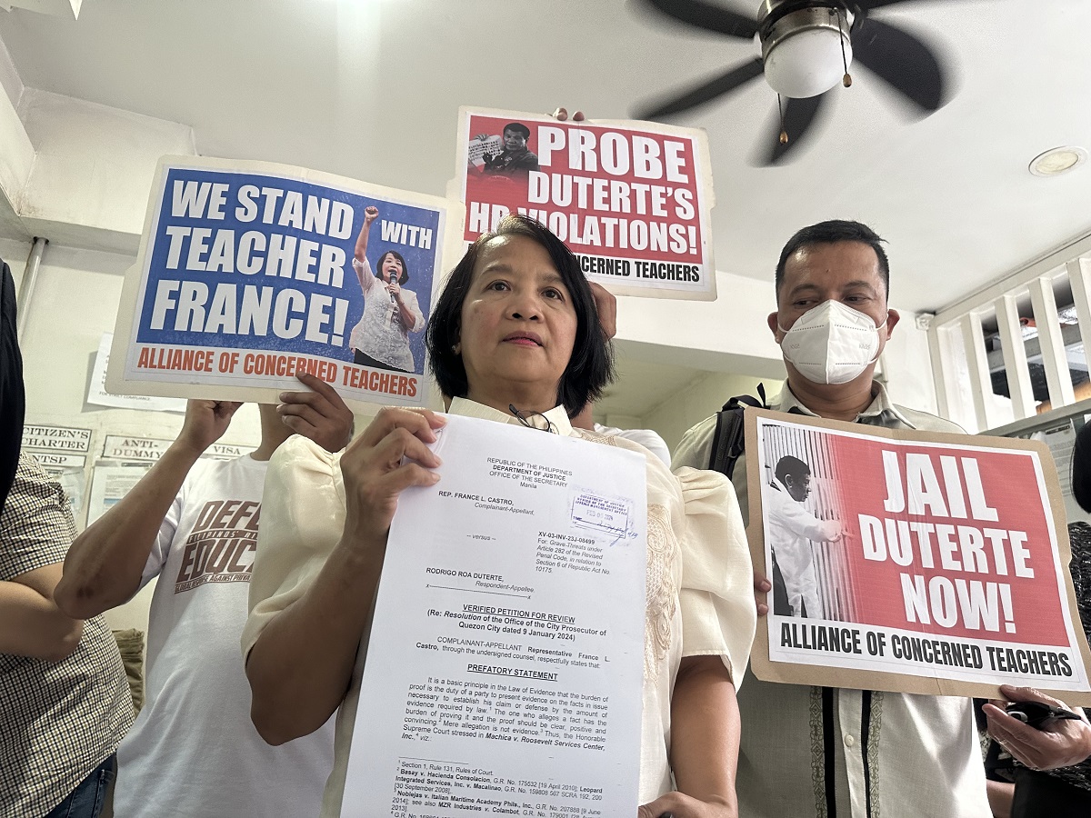 France Castro, Rodrigo Duterte, grave threats