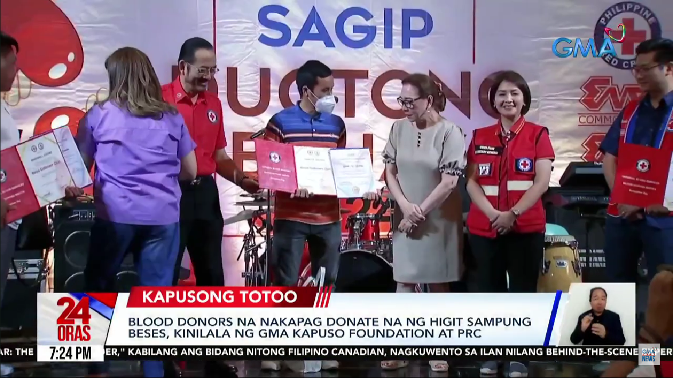 Blood donors who have donated over 10 times recognized by GMA Kapuso Foundation, Philippine Red Cross