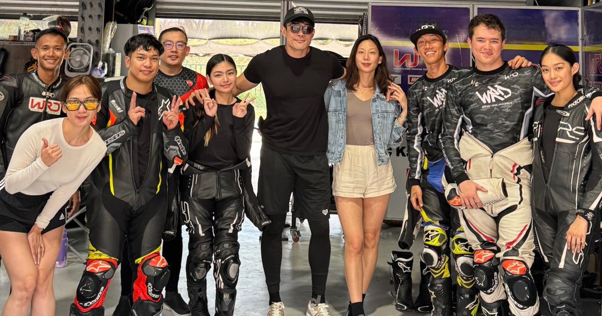 Xian Lim attends motorcycle riding school with film producer Iris Lee, JK Labajo, beauty queen Dia Mate
