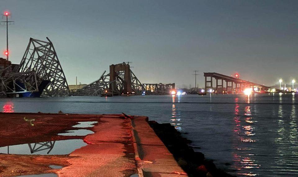 Baltimore bridge collision sends vehicles tumbling into water