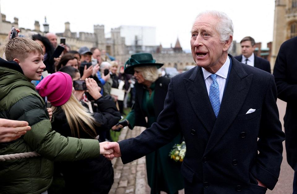 King Charles attends Easter Sunday service, greets well-wishers