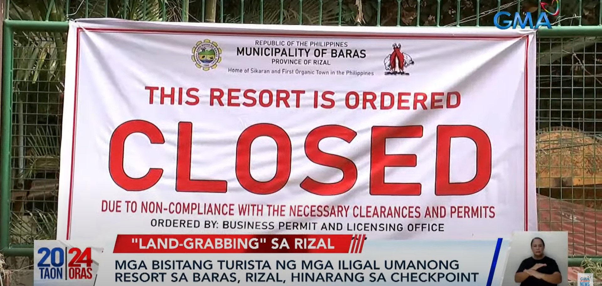 Resorts in protected areas closed by Baras LGU