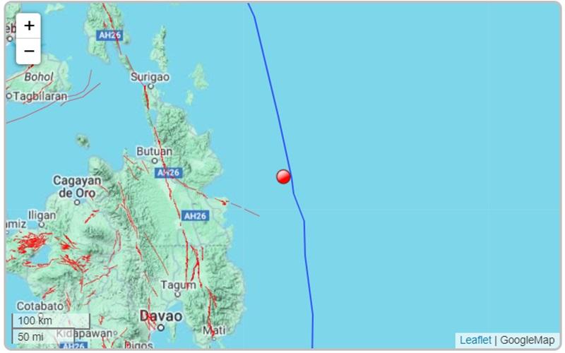 Magnitude 5.0 quake hits off Marihatag, Surigao del Sur