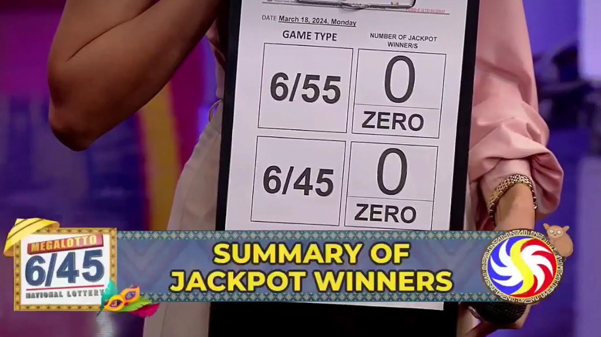 No winners of Mega Lotto 6/45 and Grand Lotto 6/55 on Monday, March 18, 2024