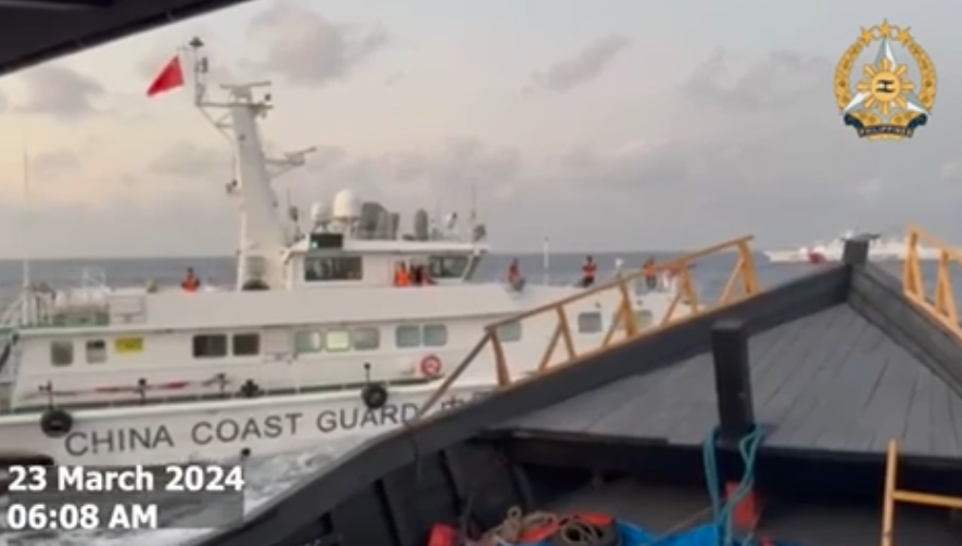China Coast Guard performs dangerous maneuver vs. PH vessel in resupply mission to Ayungin Shoal