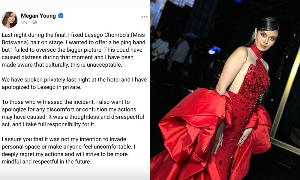 Megan Young apologizes for fixing Miss Botswana's hair on stage: 'I wanted to offer a helping hand but I failed to oversee the bigger picture'