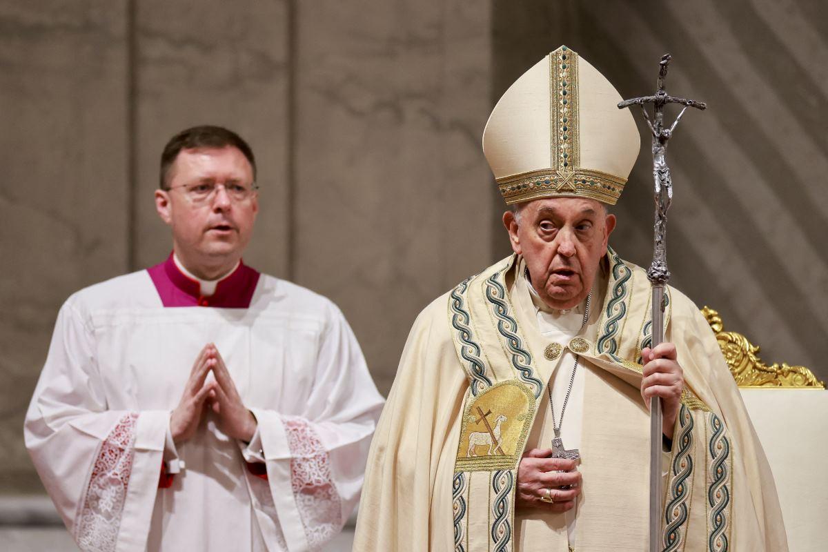 Pope Francis at Easter Vigil Mass in St Peter's Basilica