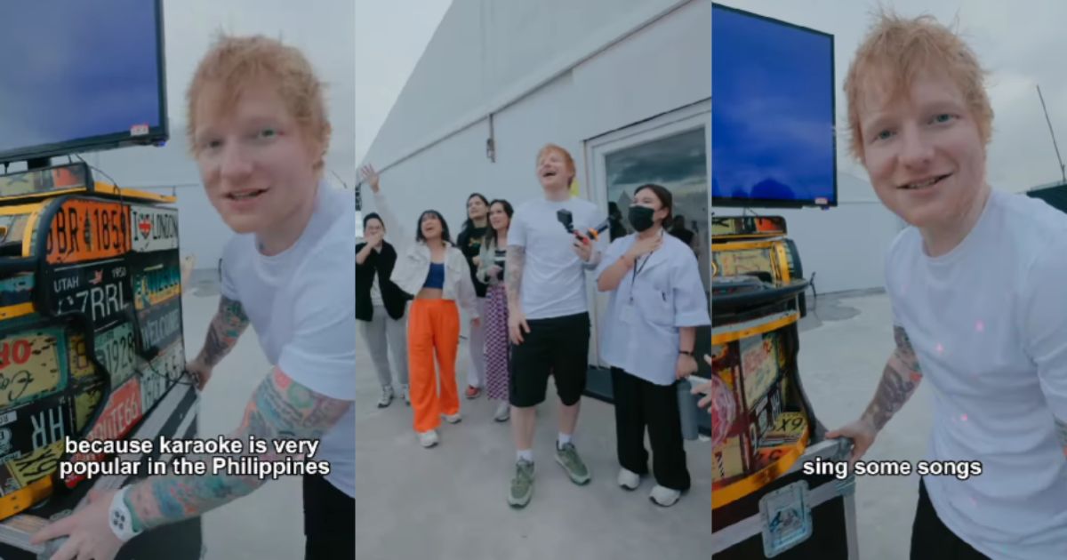 Ed Sheeran enjoys singing with a karaoke machine in Manila
