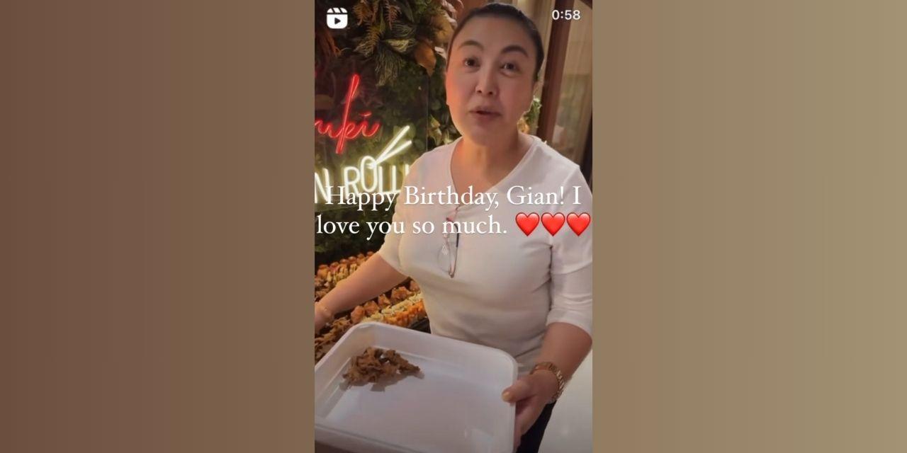 Sharon Cuneta sings 'Balutin mo ako' while taking out food at birthday party