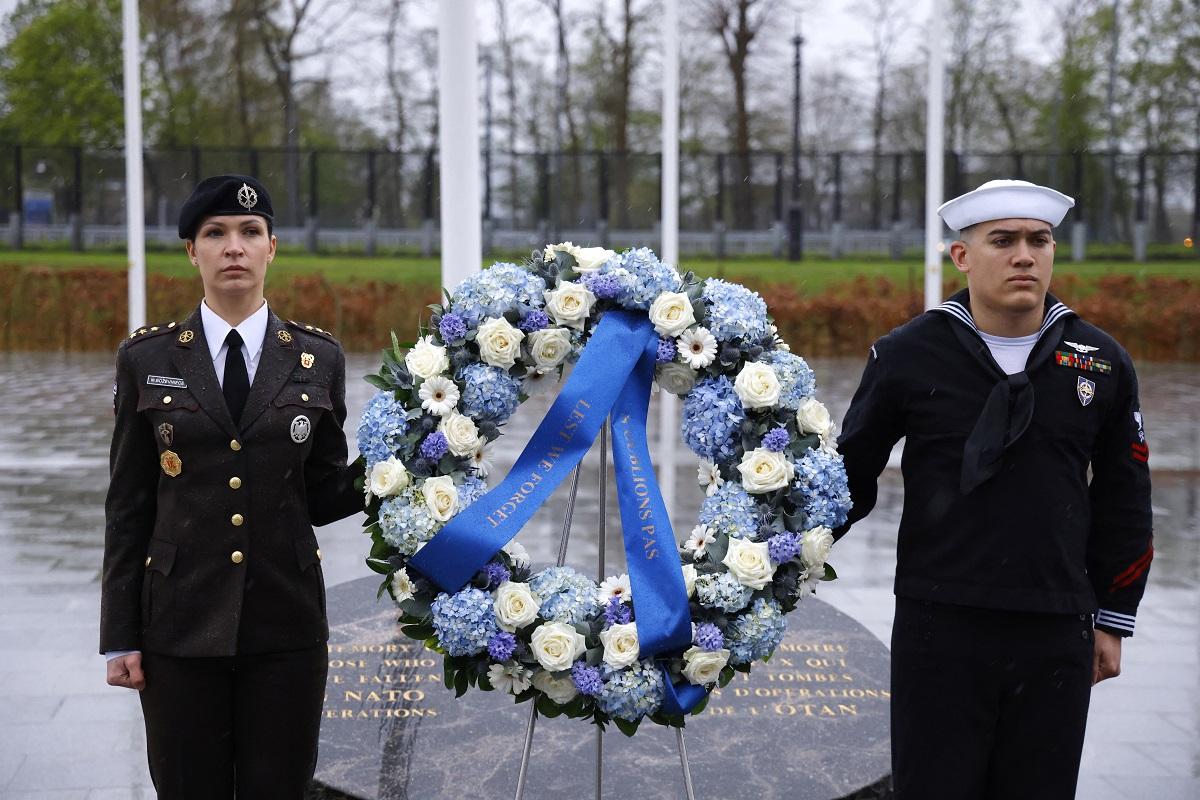 NATO marks 75th anniversary with flags, cake, message to US on Ukraine
