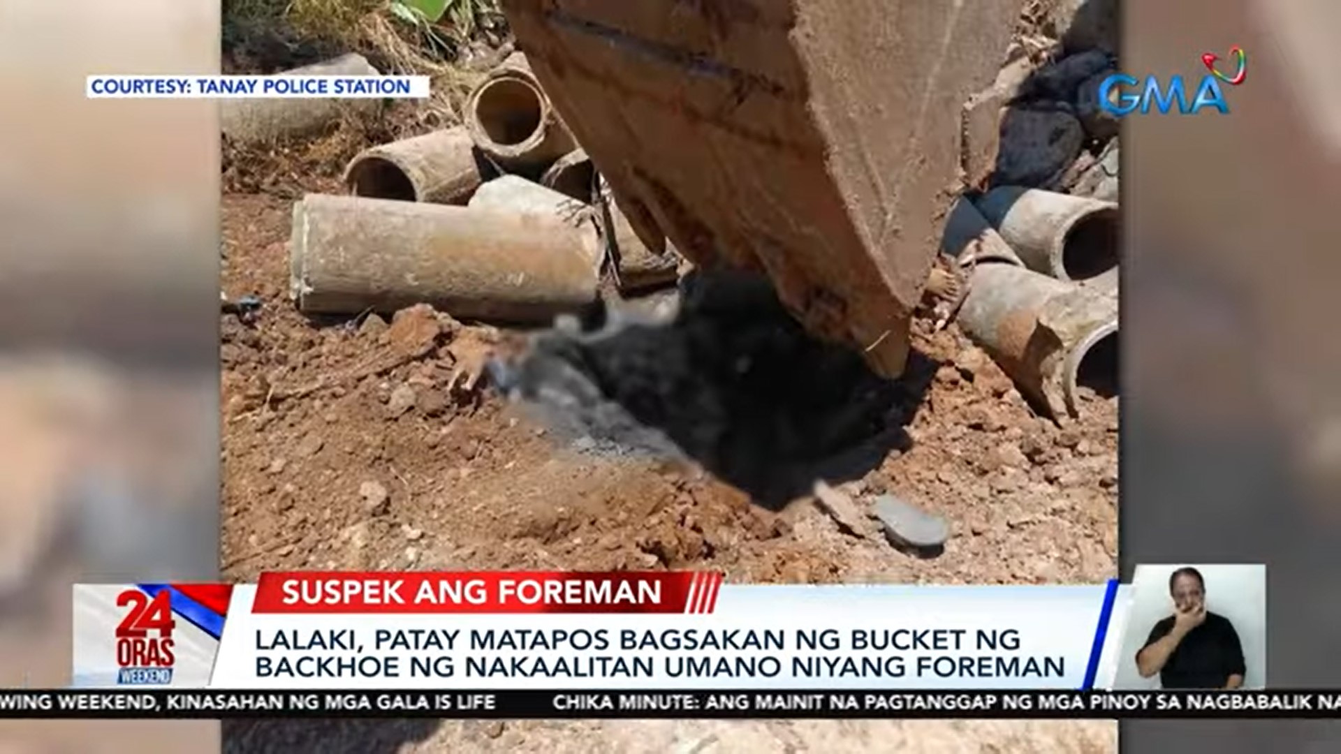 Foreman nabbed for allegedly killing co-worker with backhoe in Rizal