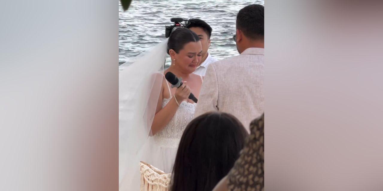 Angelica Panganiban cries giving wedding vows to Gregg Homan