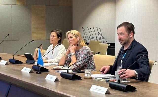 Queen Maxima visits a financial services firm in Taguig. Photo: Ian Cruz