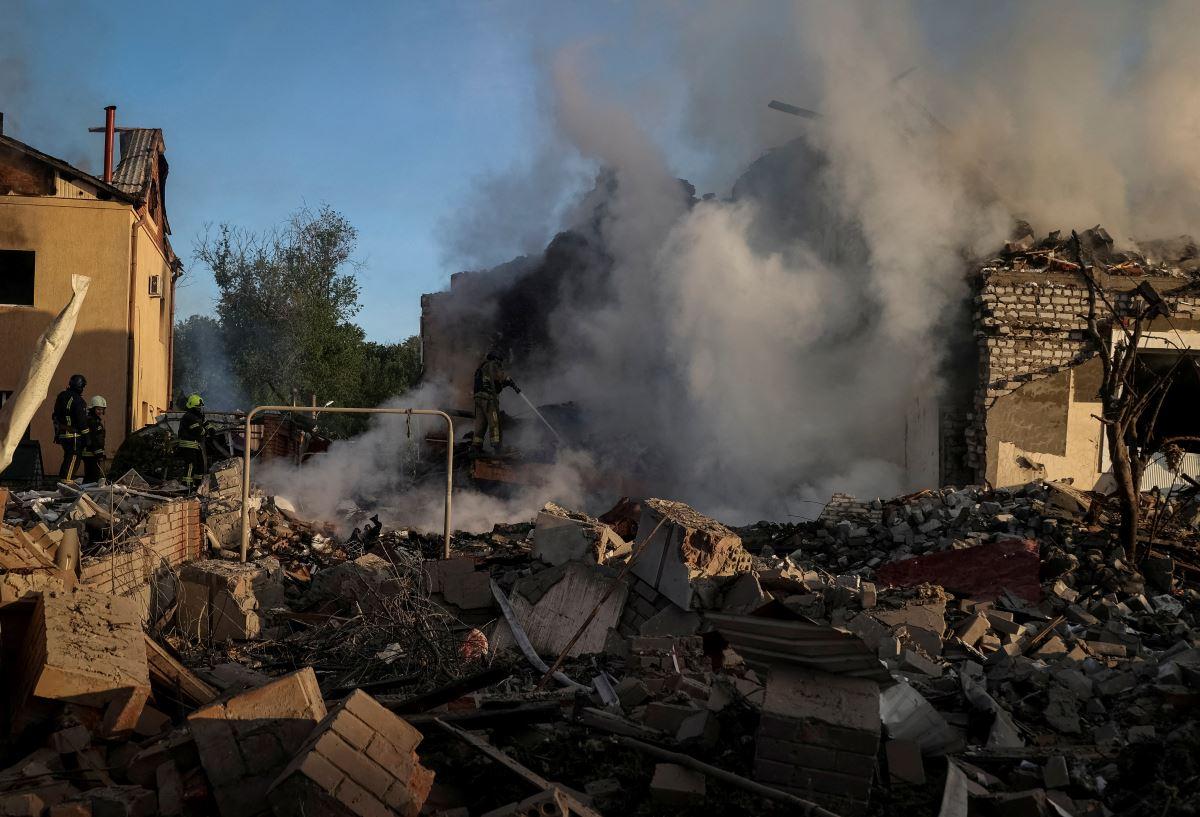 Aftermath of a Russian missile strike in Kharkiv, Ukraine