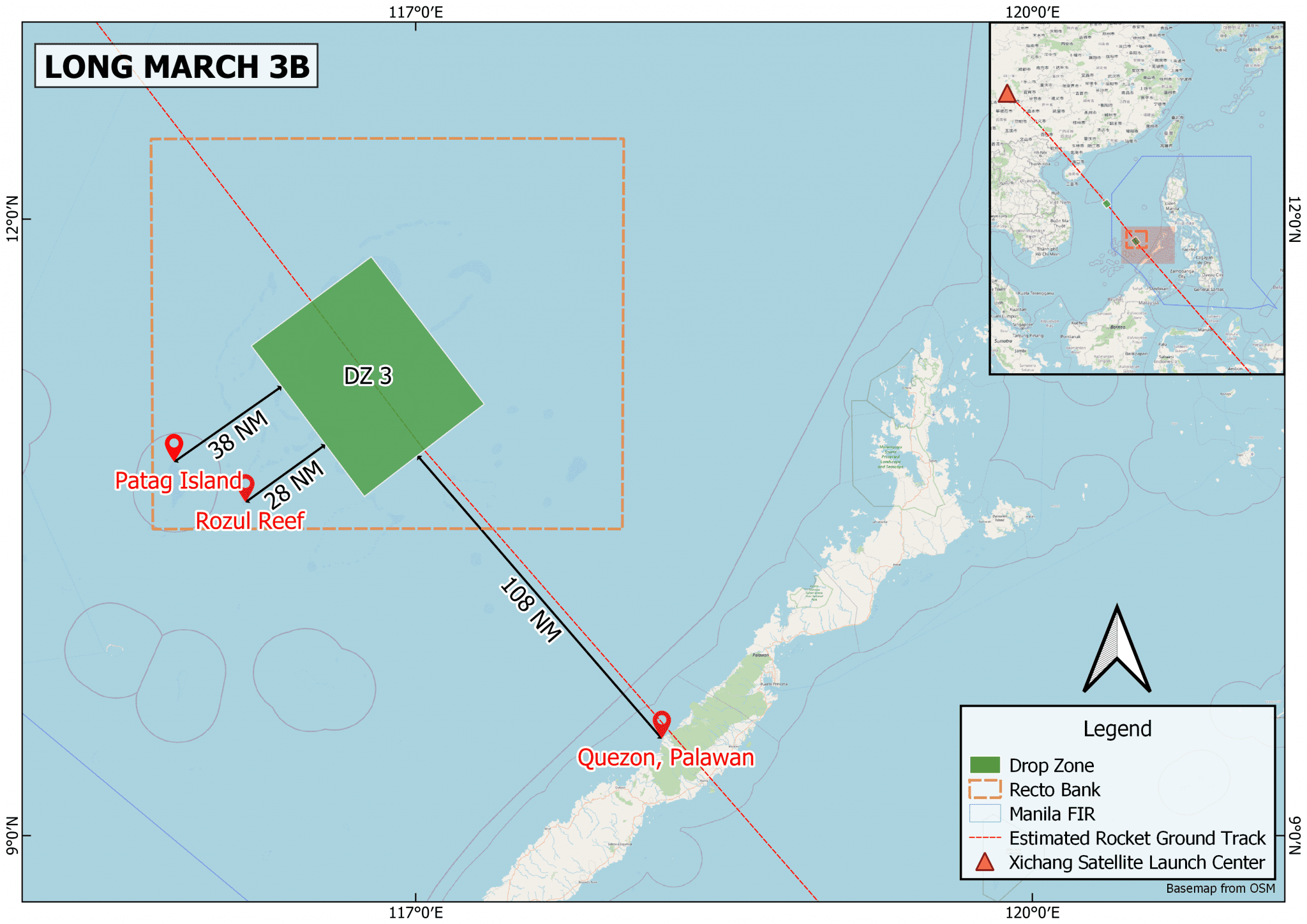 China rocket debris may have fallen near Patag Island in WPS --PhilSA