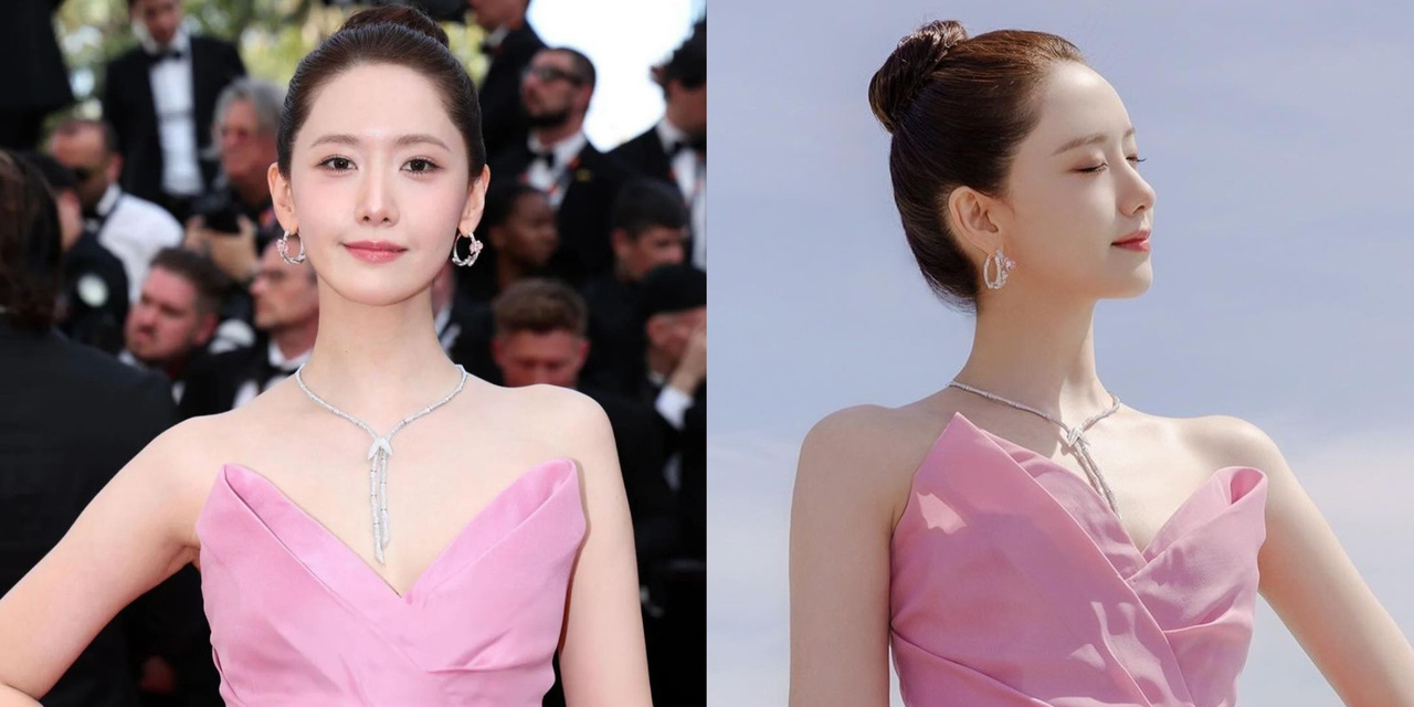 Girls’ Generation’s Yoona pink Monique Lhuillier gown at Cannes Film Fest