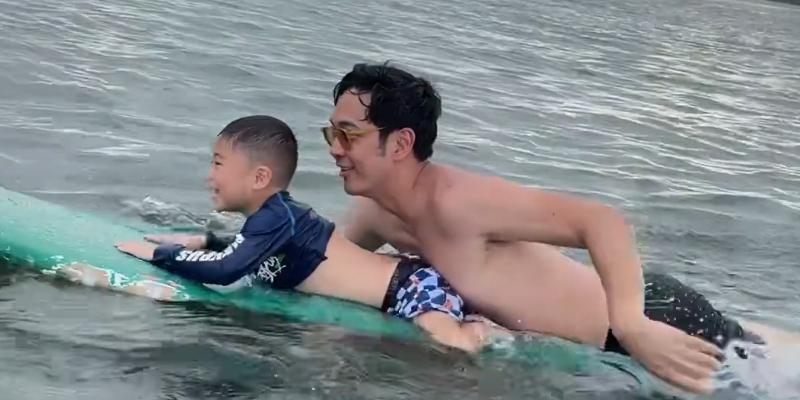 Kryz Uy and Slater Young takes son Scottie surfing in Siargao