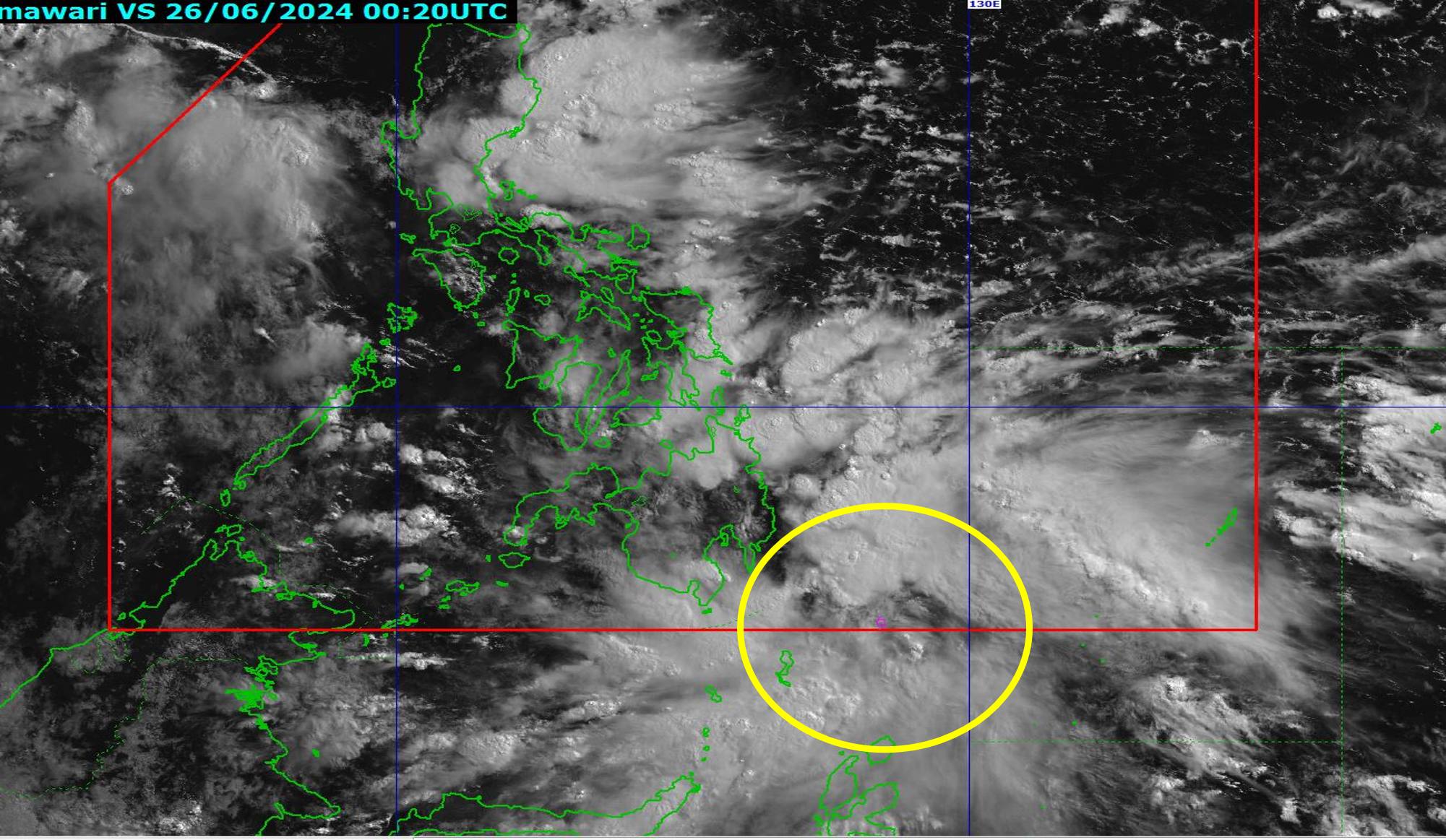 A low pressure area was seen 365 kilometers east southeast of General Santos City.