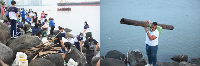 SM by the BAY volunteers â including NU Nazareth students, BSP/GSP, SM employees and agency personnelâs fight for a trash-free Manila Bay