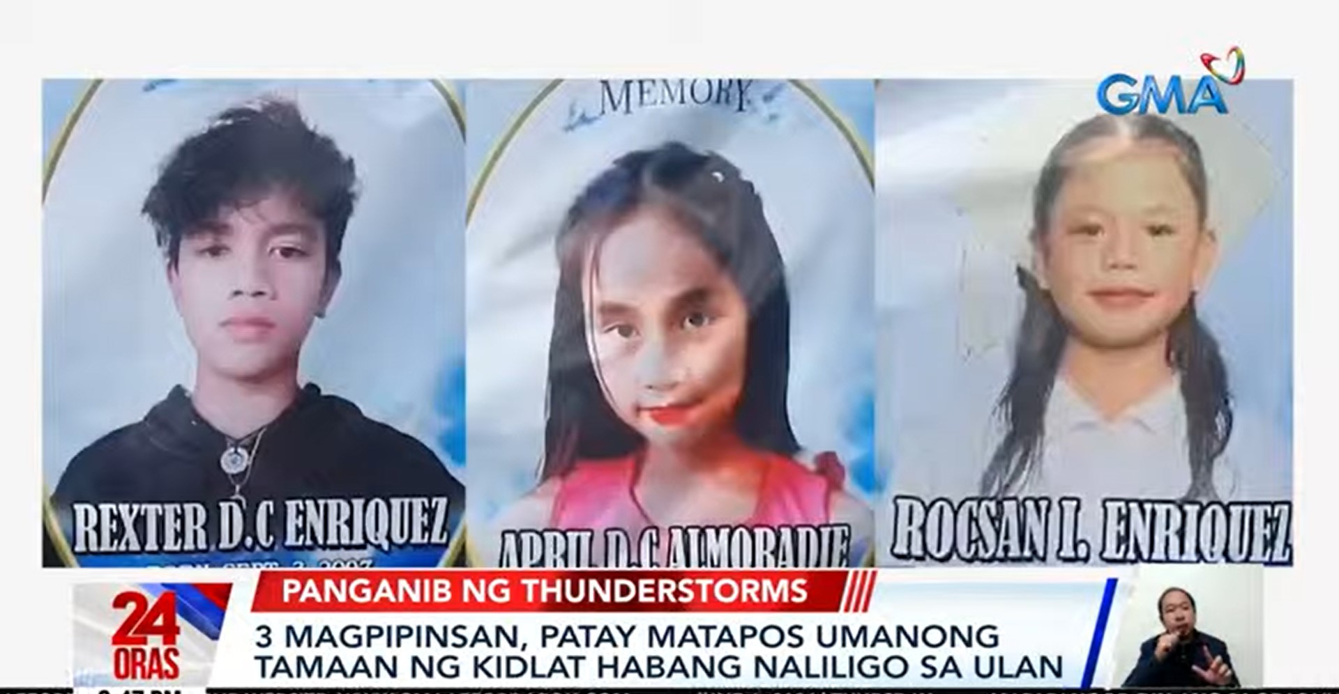 Lightning strike kills 3 young cousins in Pulilan, Bulacan thumbnail