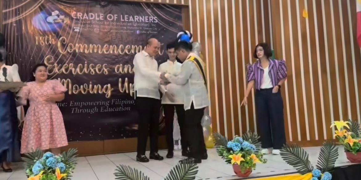 Candy Pangilinan’s son Quentin finishes senior high school with Most Cheerful Award