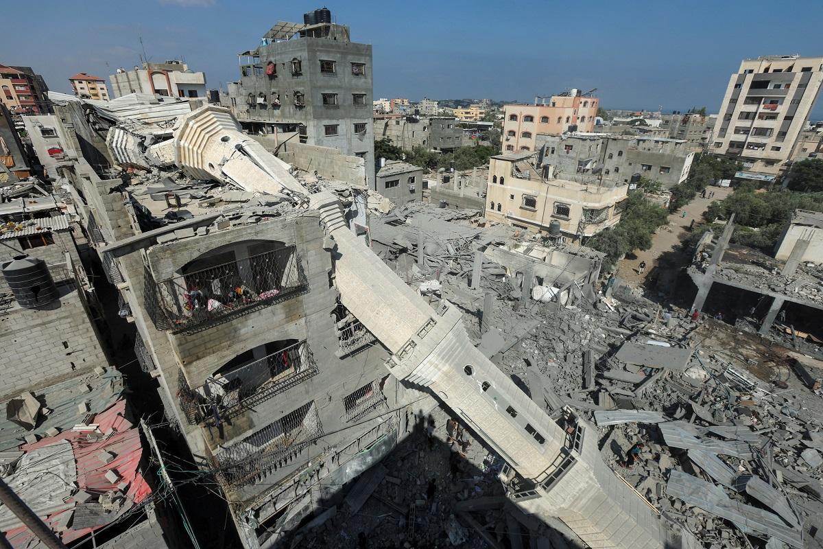 Israeli air strike on a mosque in Nuseirat refugee camp in the central Gaza Strip